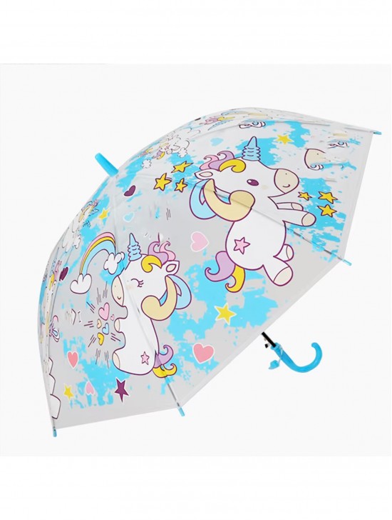 Kids Clear Unicorn Patterned Umbrella